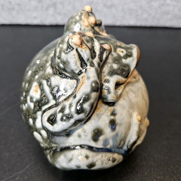 Fat Belly Frog Ceramic Glazed‎ Mottled See No Evil Funny Figurine 5 Inch - Picture 4 of 5